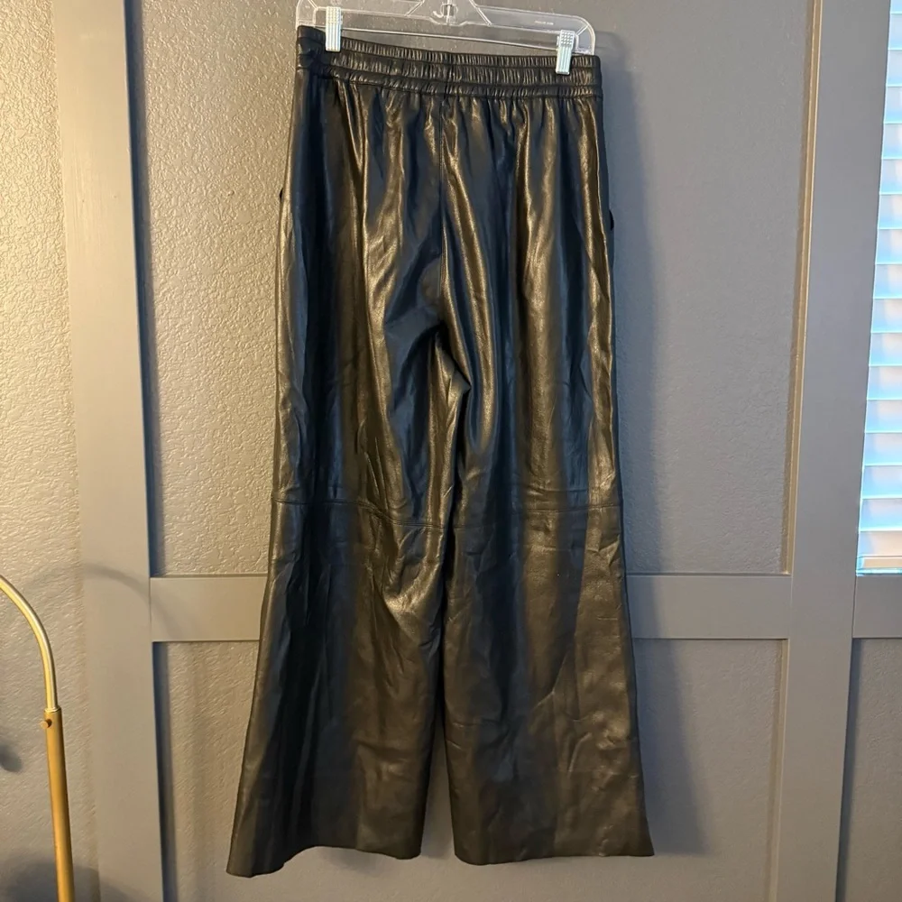 GOOD AMERICAN • Black Faux Leather wide leg pants - size 3 large - Picture 9 of 10